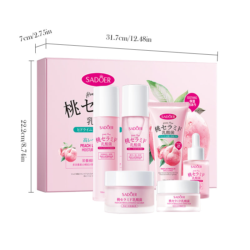 SADOER Vitamin C Peach Lactobacillus Moisturizing Skincare Set of 6