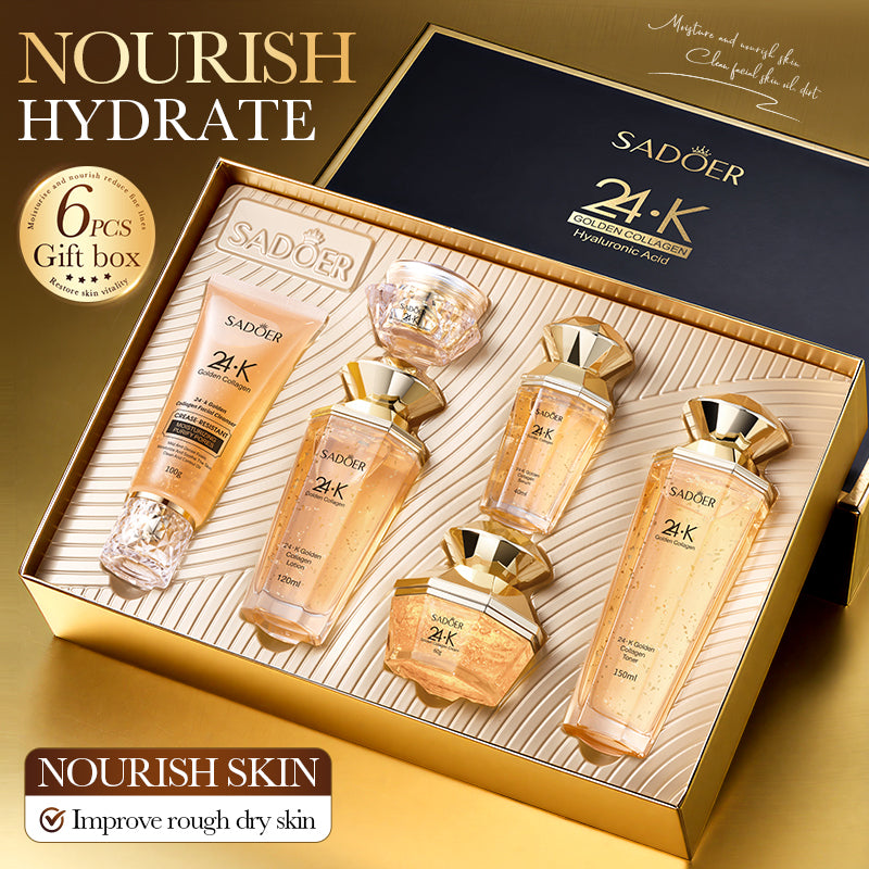 SADOER 24K Gold Collagen Firming and Brightening Cosmetic Set of 6