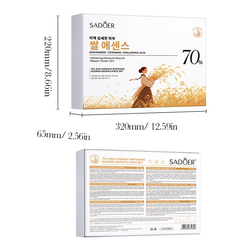 SADOER Rice Essence Natural Whitening Skincare Set of 6