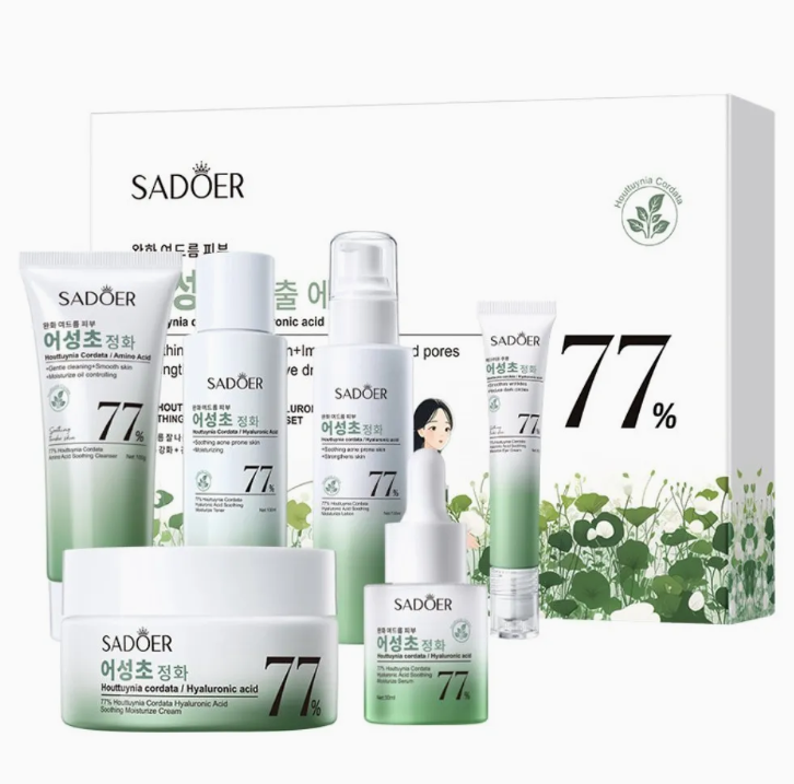 SADOER 77% Houttuynia Cordata Hyaluronic Acid Set of 6